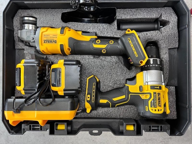 Набор бесщеточный 2в1 Dewalt: УШМ+Шуруповерт 21V 4.0Ah 